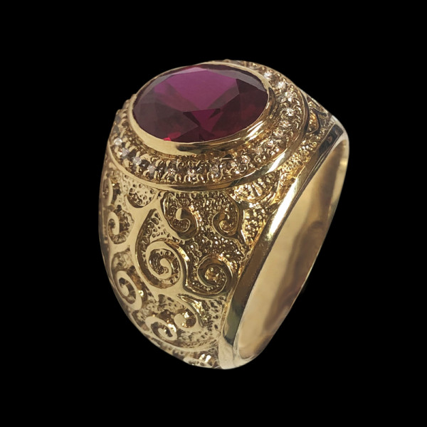 Anillo de 10k hombre con piedra roja