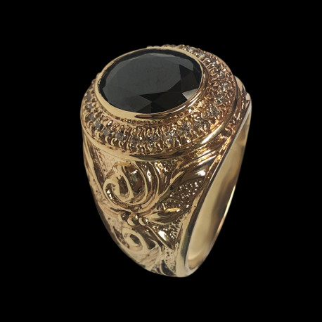 Anillo de 14k hombre con piedra negra