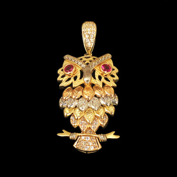 14k Yellow Gold Owl Charm