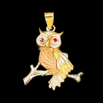 14k Yellow Gold Owl Charm