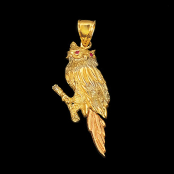 14k Yellow Gold Owl Charm