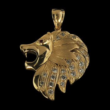 14k Yellow Gold Lion Charm