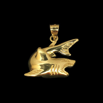 14k Yellow Gold Shark Charm