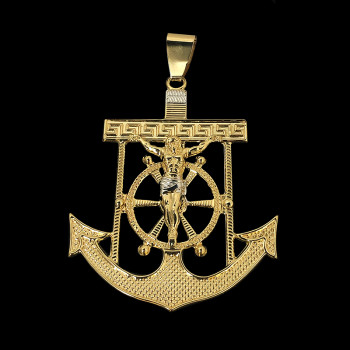 14k Yellow Gold Anchor with...