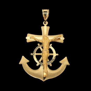 14k Yellow Gold Anchor with...