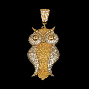 14k Yellow Gold Owl Charm