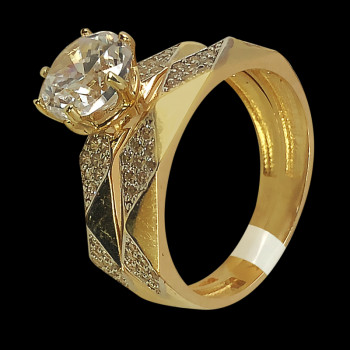 14k Yellow Gold and Cubic...