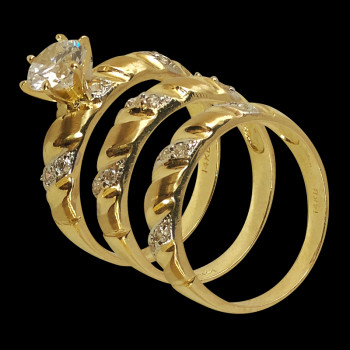 14k Yellow Gold and Cubic...