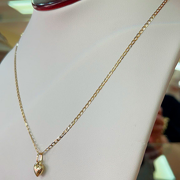 10K Gold Chain with Heart Charm N3