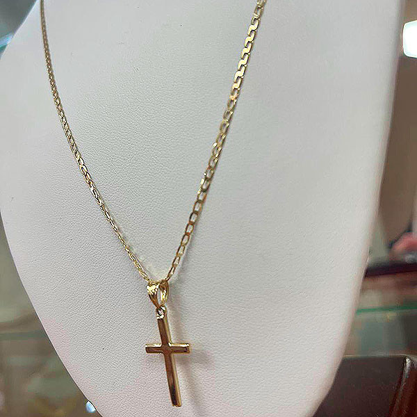 10K Gold Chain with Cross Charm N2