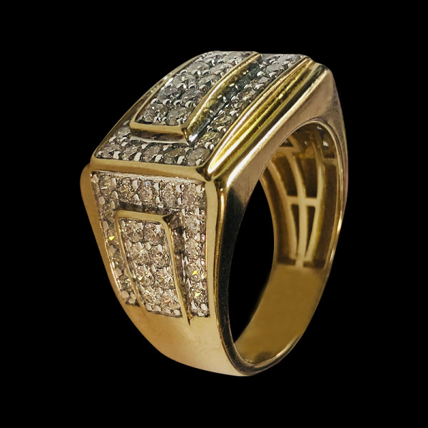 Anillo de hombre de oro 14k con diamante