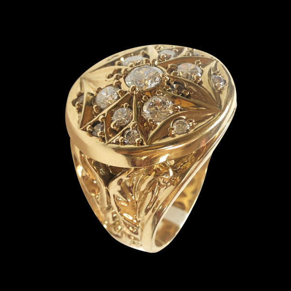 Anillo Roseta de Hombre de oro 14k