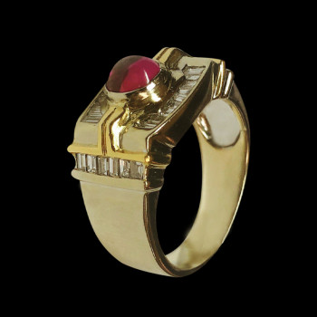 18k gold men's ring with...